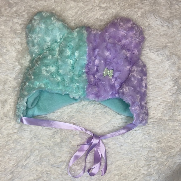 Purple and Blue Bear Tie Hat - Picture 2 of 4